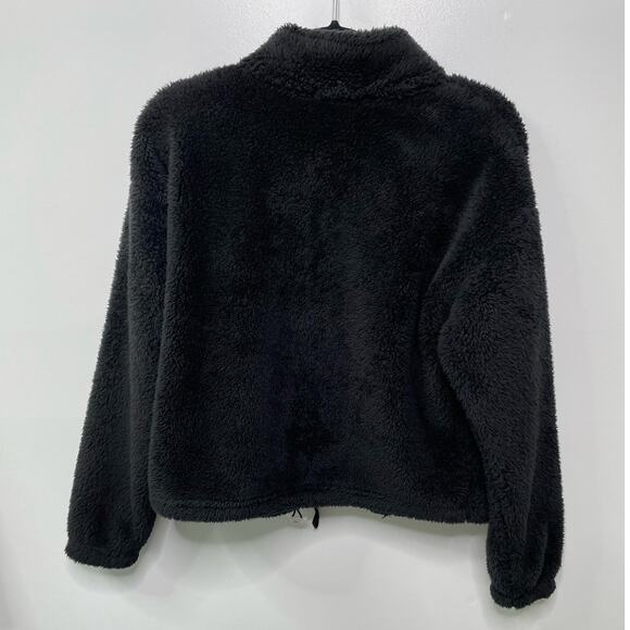 Forever 21 Long Sleeve Full‎ Zip Mock Neck  Fuzzy Sherpa Fleece Jacket Black Med - Picture 7 of 10